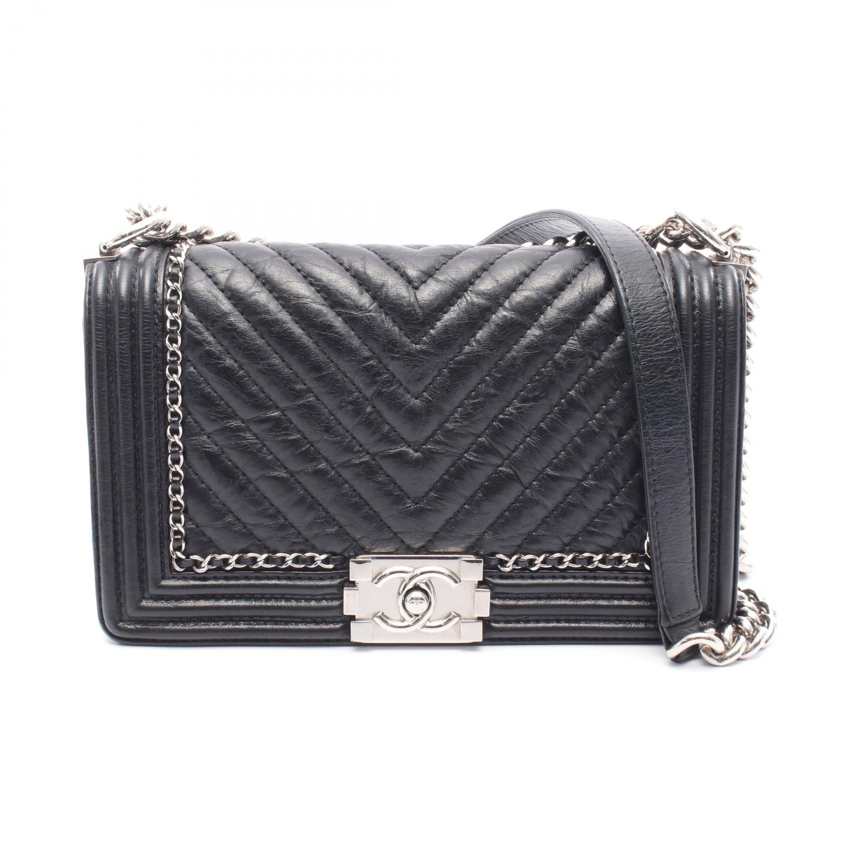 シャネル CHANEL ボーイシャネル ショルダーバッグ バッグ カーフ（牛革） レディース ブラック系 【中古】