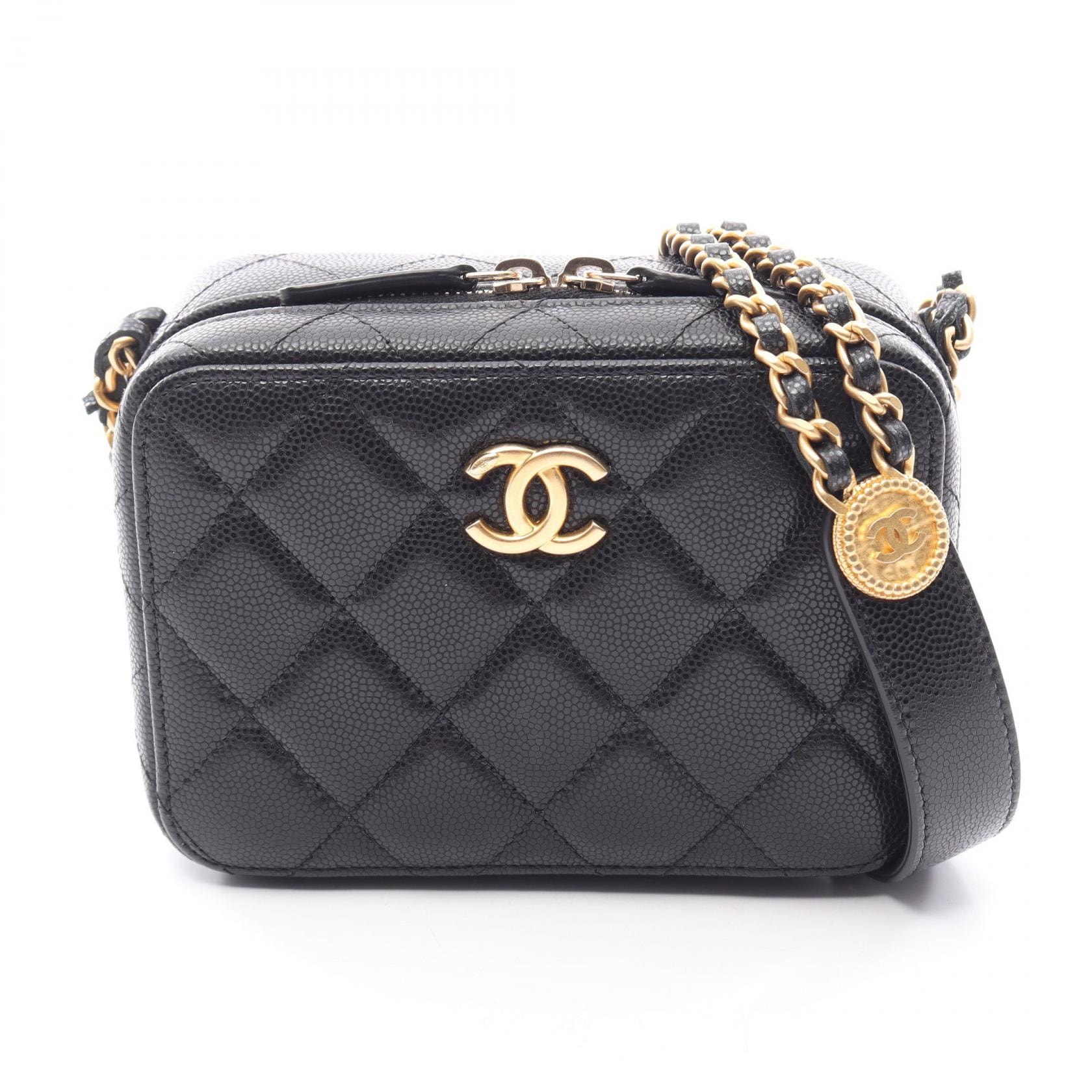シャネル CHANEL マトラッセ ミニ カメラバッグ ショルダーバッグ バッグ キャビアスキン(グレインドカーフ) レディース ブラック系 AP2858 【中古】