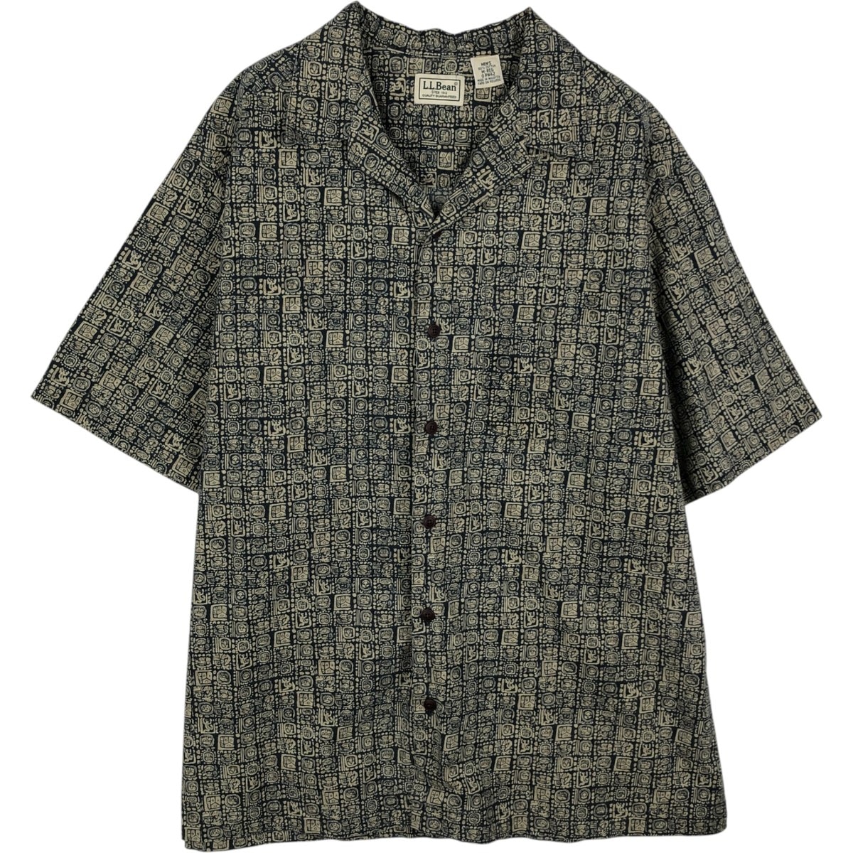 古着 90~00年代 エルエルビーン L.L.Bean 総柄 半袖 オープンカラー コットンシャツ ボックスシャツ メンズM相当 ヴィンテージ/eaa478047