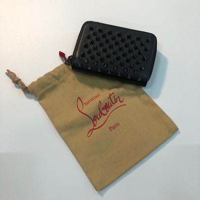Christian Louboutin Zip Leather Coin Case "Black"