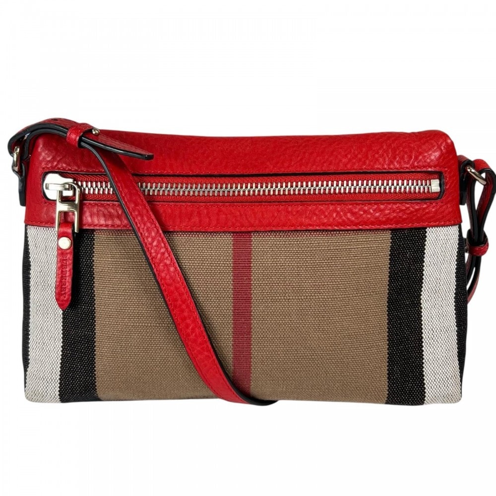 BURBERRY バーバリー ショルダーバッグ  キャンバス  レザー  マルチカラー シルバー金具 レディース【中古品】