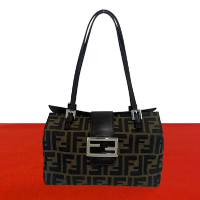 FENDI フェンディ ズッカ FF 柄 キャンバス レザー トートバッグ ブラウン
69034