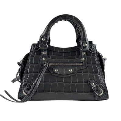 バレンシアガ BALENCIAGA ハンドバッグ ショルダーバッグ ネオ クラシック シティ ミニ 型押しレザー グレー レディース 638524【中古】 z10069