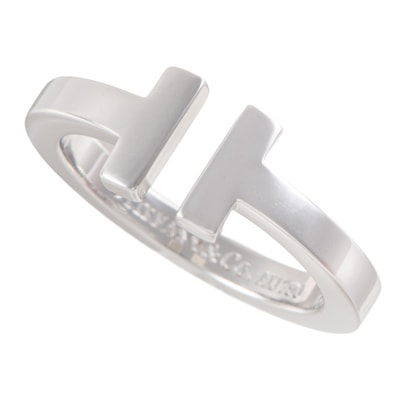TIFFANY&Co. ティファニー ティファニーT スクエア リング 指輪 14号 K18WG シルバー【中古】