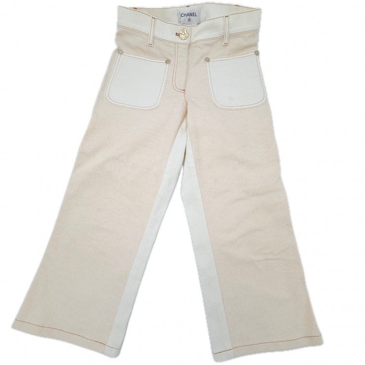 CHANEL(シャネル) ココマークボタン ワイドパンツ アイボリー サイズ36 イタリア製