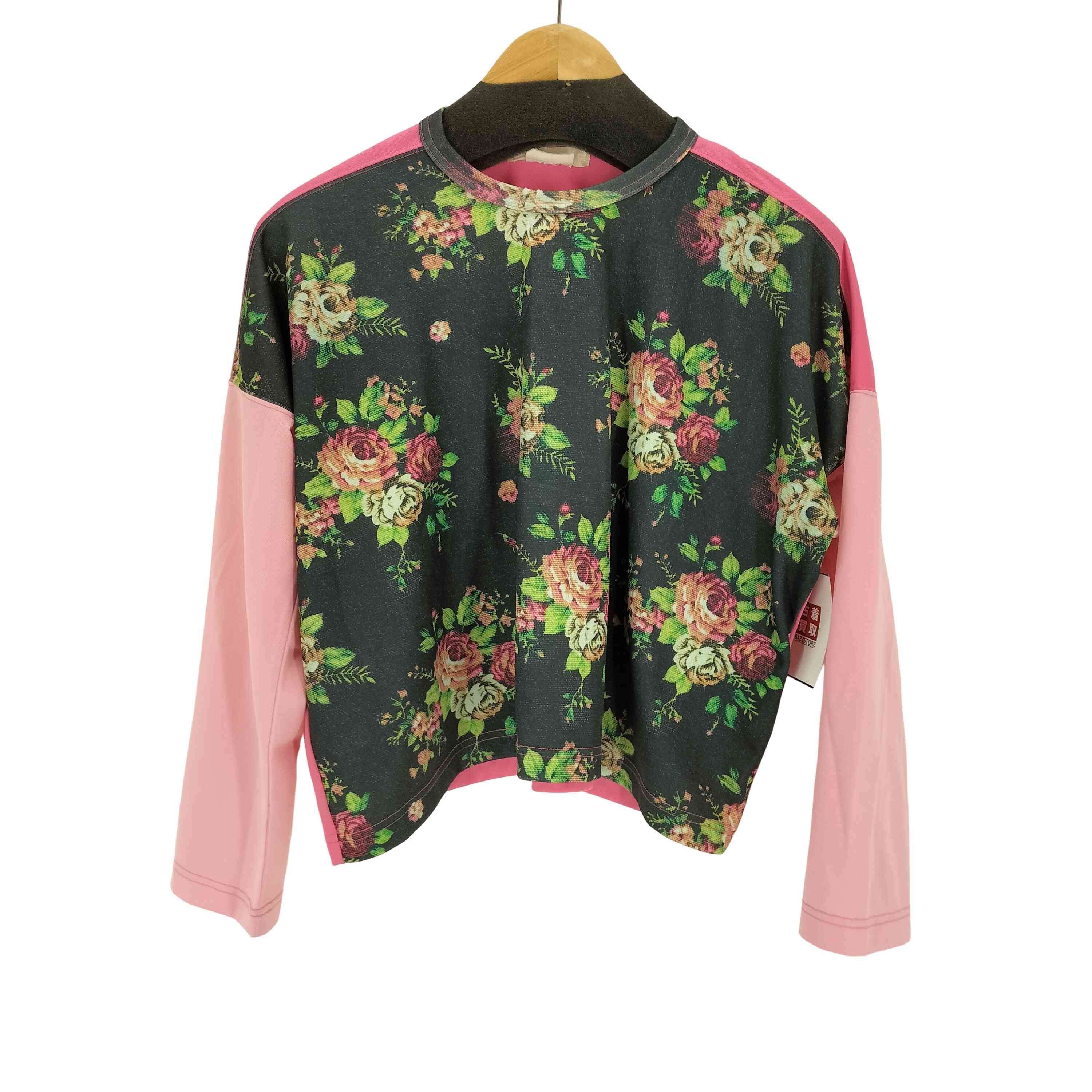 16AW ジャガード調プリント 花柄 切り替えトップス【1140443302718】