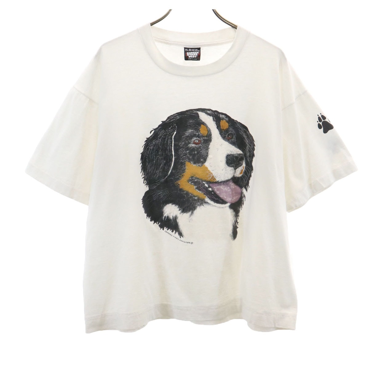 FRUIT OF THE LOOM BEST フルーツオブザルーム ベスト 90s USA製 オールド ロットワイラー 半袖 Tシャツ XL ホワイト ドッグ 犬柄