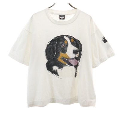 FRUIT OF THE LOOM BEST フルーツオブザルーム ベスト 90s USA製 オールド ロットワイラー 半袖 Tシャツ XL ホワイト ドッグ 犬柄