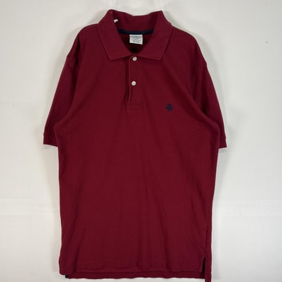 古着 90's/90年代 ブルックスブラザーズ Brooks Brothers 鹿の子 半袖 ポロシャツ ロゴ 刺繍 SLIM FIT PERFORMANCE POLO M ワインレッド 無地 メンズ
