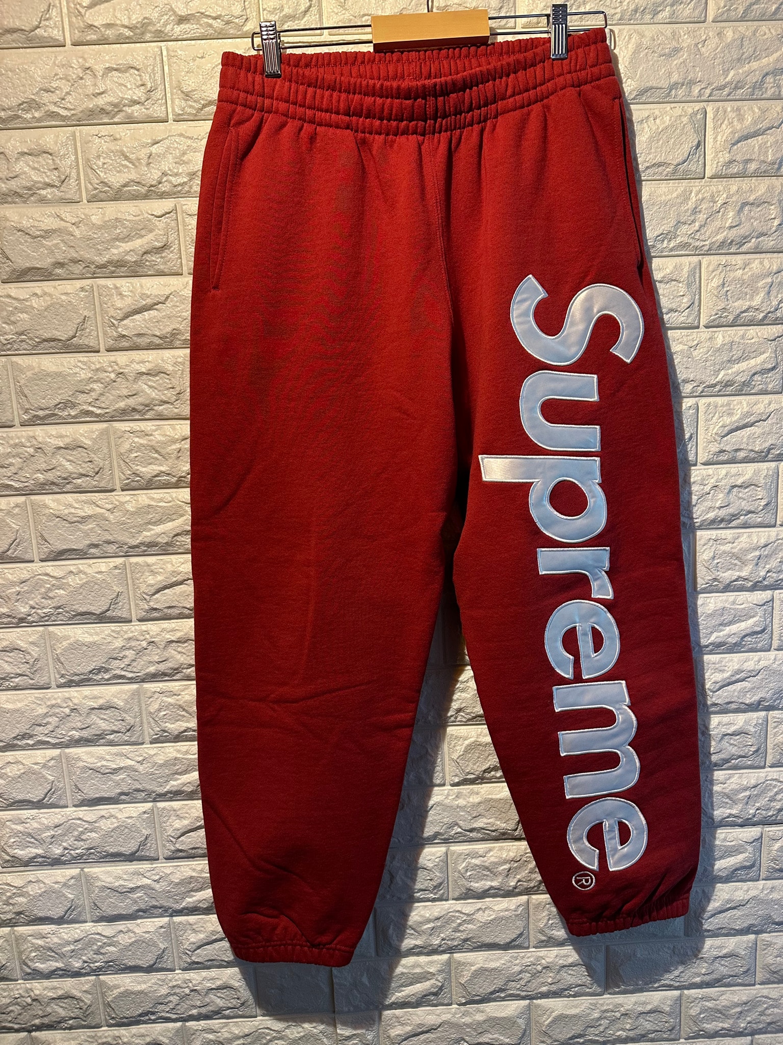 Supreme Satin Applique Sweatpant (25FW) "Red"
