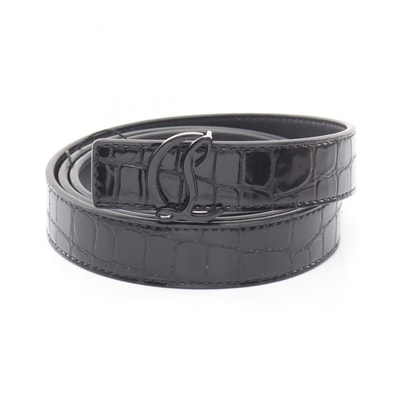 クリスチャンルブタン Christian Louboutin CL ロゴ クロコ型押し ベルト 衣料品 パテントレザー レディース ブラック系 【中古】