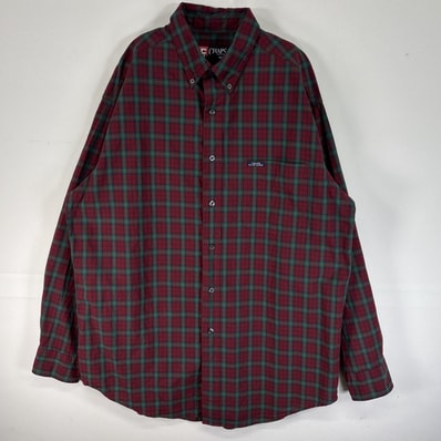 古着 90's/90年代 チャップスラルフローレン CHAPS RALPHLAUREN 長袖シャツ チェック ワンポイント ロゴ ボタンダウン L ワインレッド マルチカラー メンズ