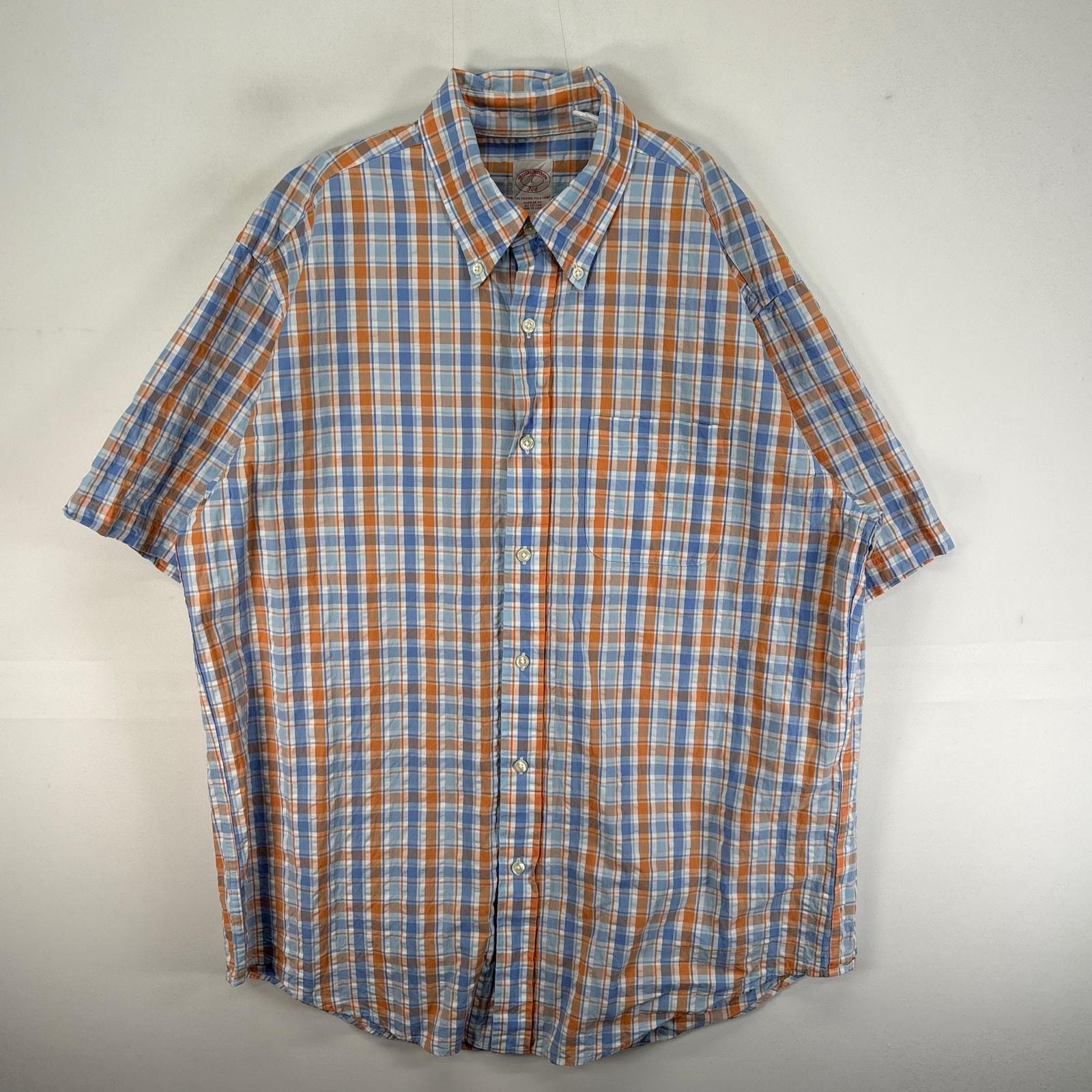 古着 ブルックスブラザーズ Brooks Brothers 半袖シャツ 346 ワッフル L  ブルー系 チェック メンズ