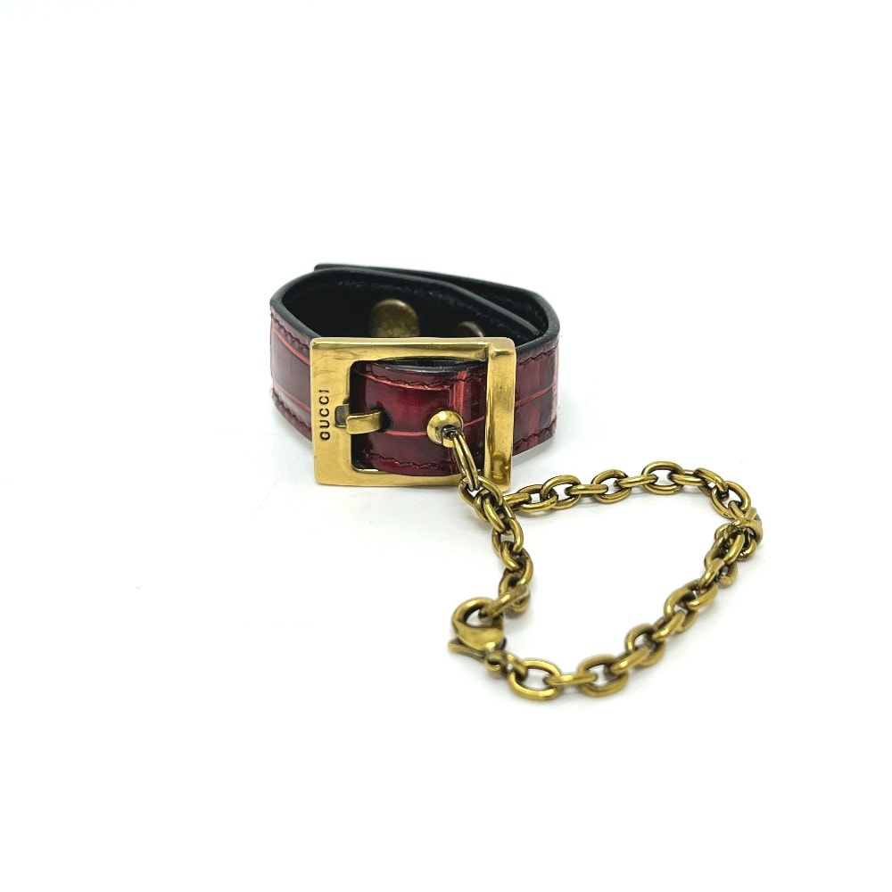 グッチ GUCCI バックル 214351 手袋 グローブホルダー クロコダイル レッド