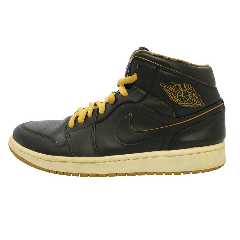 NIKE ナイキ 16SS 554724-042 Air Jordan 1 Mid Black Metallic Gold  エアジョーダン1 ミッド ブラック メタリックゴールド スニーカー ブラック系 27cm【中古】