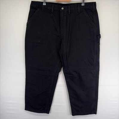 古着 カーハート Carhartt ダック パンツ ペインター 裏地チェック ワークパンツ ハンマーループ ジップ w44 L30 ブラック系 メンズ