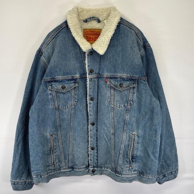 古着 リーバイス Levi's デニム ジャケット デニム スナップボタン ボアライナー 大きいサイズ 胸ポケット 2XL ブルー系 メンズ