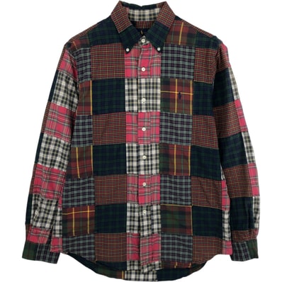 古着 ラルフローレン Ralph Lauren パッチワーク 長袖 ボタンダウンチェックシャツ メンズM相当/eaa614311