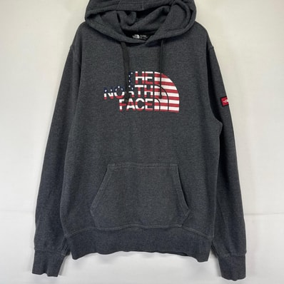 古着 ザ・ノースフェイス THE NORTH FACE パーカー プルオーバー フーディー スウェット ロゴプリント S グレー系 メンズ