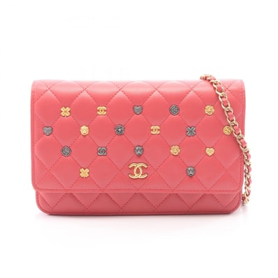 シャネル CHANEL マトラッセ アイコンチャーム ショルダーバッグ バッグ ラムスキン(羊革) レディース ピンク系 A33814 【中古】