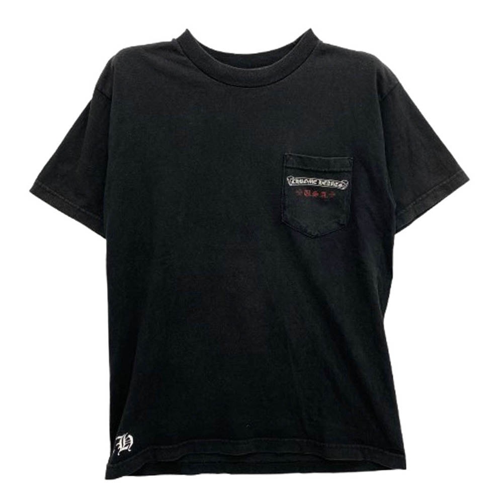 C (やや傷や汚れあり)】Vネック Tシャツ CHクロス ブラックの古着