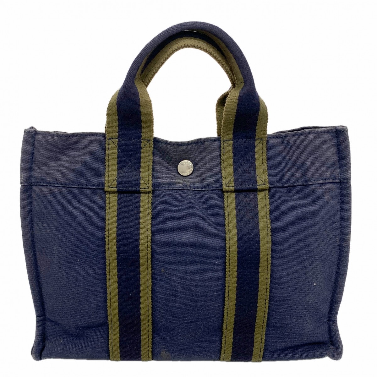 ★SALE【6gc3170-k】エルメス ハンドバッグ フールトゥPM キャンバス ネイビー シルバー金具【中古】メンズ レディース ユニセックス