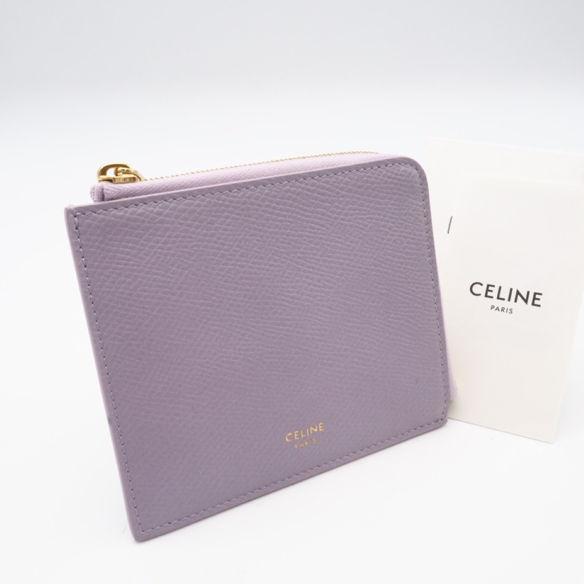 美品 CELINE セリーヌ グレインドカーフスキン カードホルダー 10D883CIW カードケース パープル イエロー グレインカーフレザー レディース
