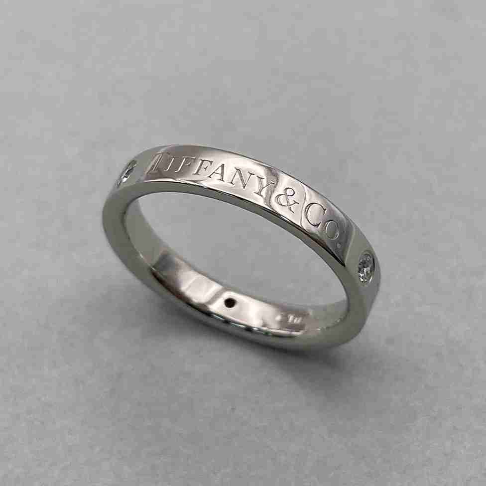 TIFFANY&Co. ティファニー フラットバンドリング 3Pダイヤモンド PT950 7.5号 リング・指輪 Pt950プラチナ シルバー レディース【中古】