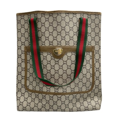 GUCCI グッチ GGプラス ブラウン GGスプリームキャンバス レザー/ トートバッグ S1-00153 【中古】