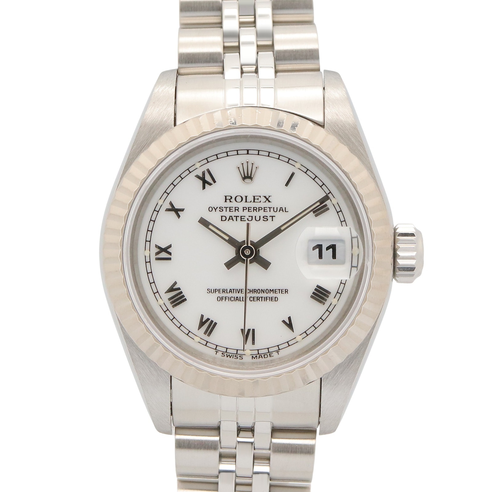 ロレックス ROLEX デイトジャスト U番 腕時計 時計 K18WG(ホワイトゴールド) ステンレススチール レディース ホワイト系 ローマ 69174 【中古】