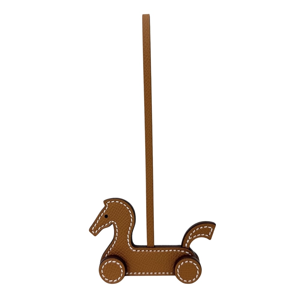 HERMES エルメス キーホルダー シュヴァルアルーレット チャーム バッグチャーム メンズ レディース G刻印 レザー    ブラウン 茶 ユニセックス 美品 2026年【中古品】