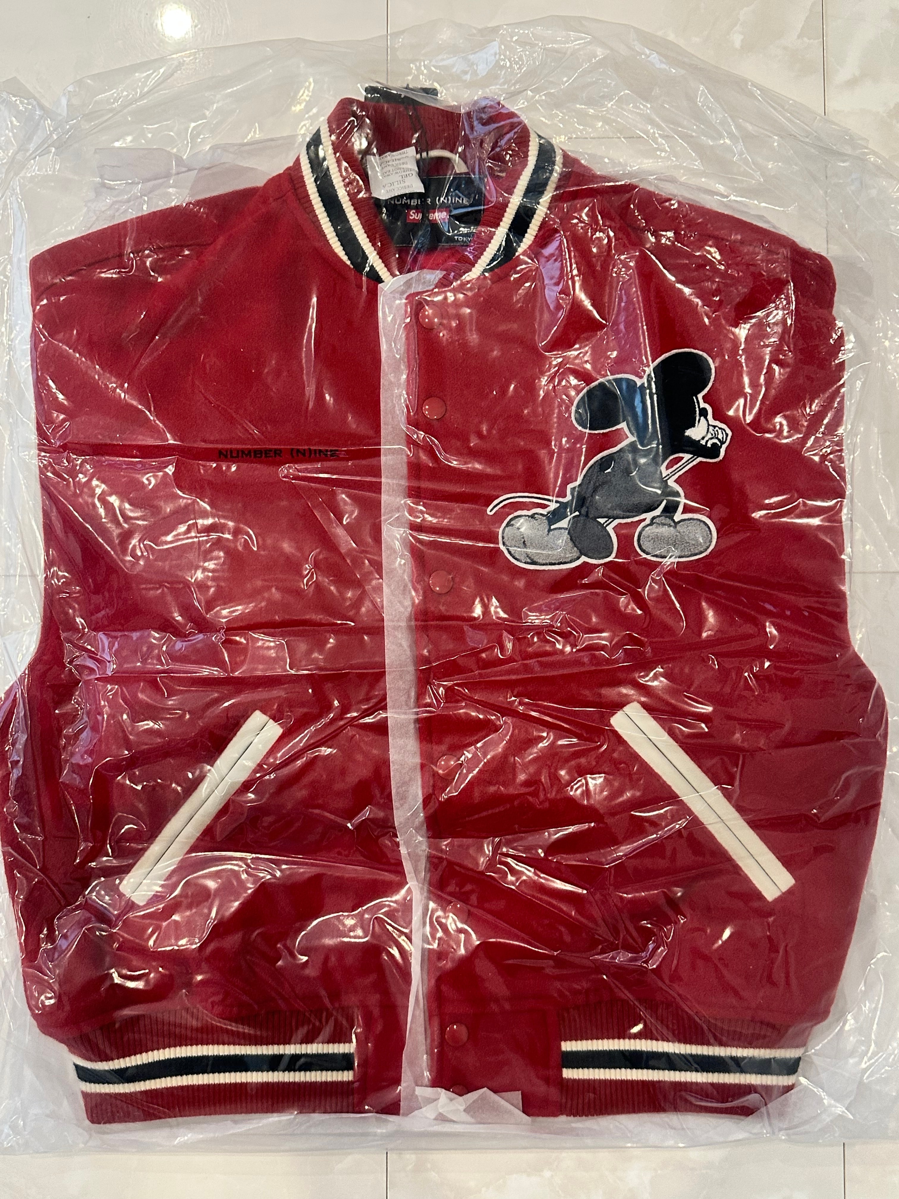 Supreme x Number (N)ine x Mickey Mouse Varsity Jacket "Red"