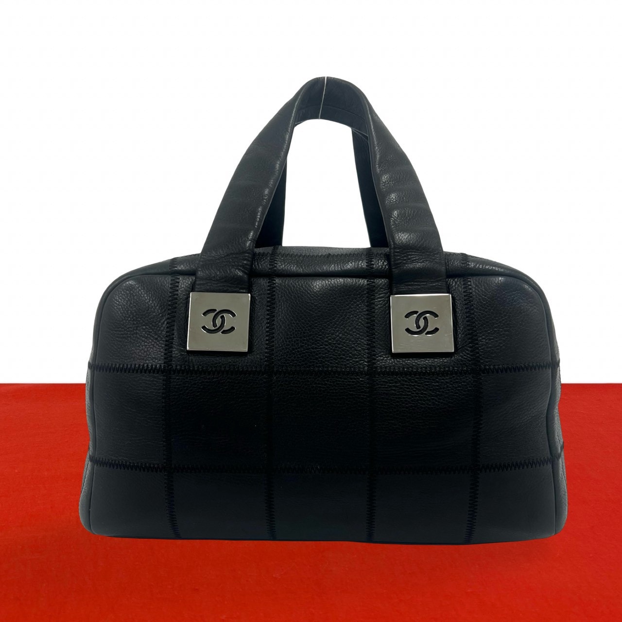 CHANEL シャネル チョコバー ココマーク レザー ハンドバッグ ブラック
d91-9