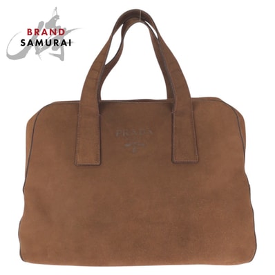 美品 PRADA プラダ ブラウン ゴールド金具 スウェード ハンドバッグ ボストンバッグ 603294 【中古】