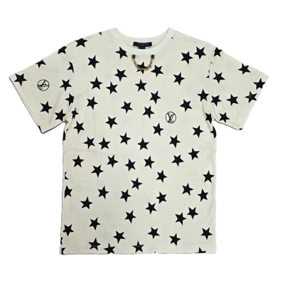 LOUIS VUITTON ルイ・ヴィトン 22SS スター ロゴ プリント チェーン トップス 半袖Tシャツ RW222W PR9 FNTS30 XS コットン ホワイト メンズ【中古】