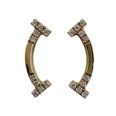 TIFFANY&Co. ティファニー ピアス Tスマイル ジュエリー アクセサリー K18YG AU750 K18イエローゴールド ダイヤモンド レディース 約0.8g 美品【中古品】