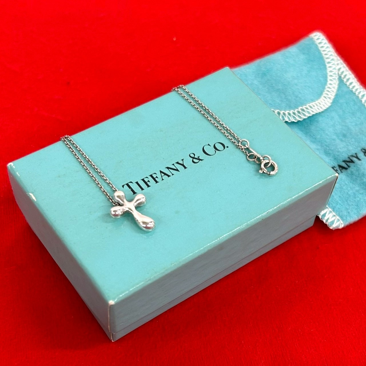 Tiffany&Co. ティファニー クロス ネックレス 925 箱・袋付き B (目立った傷や汚れなし)】TIFFANY&Co. ティファニー クロス