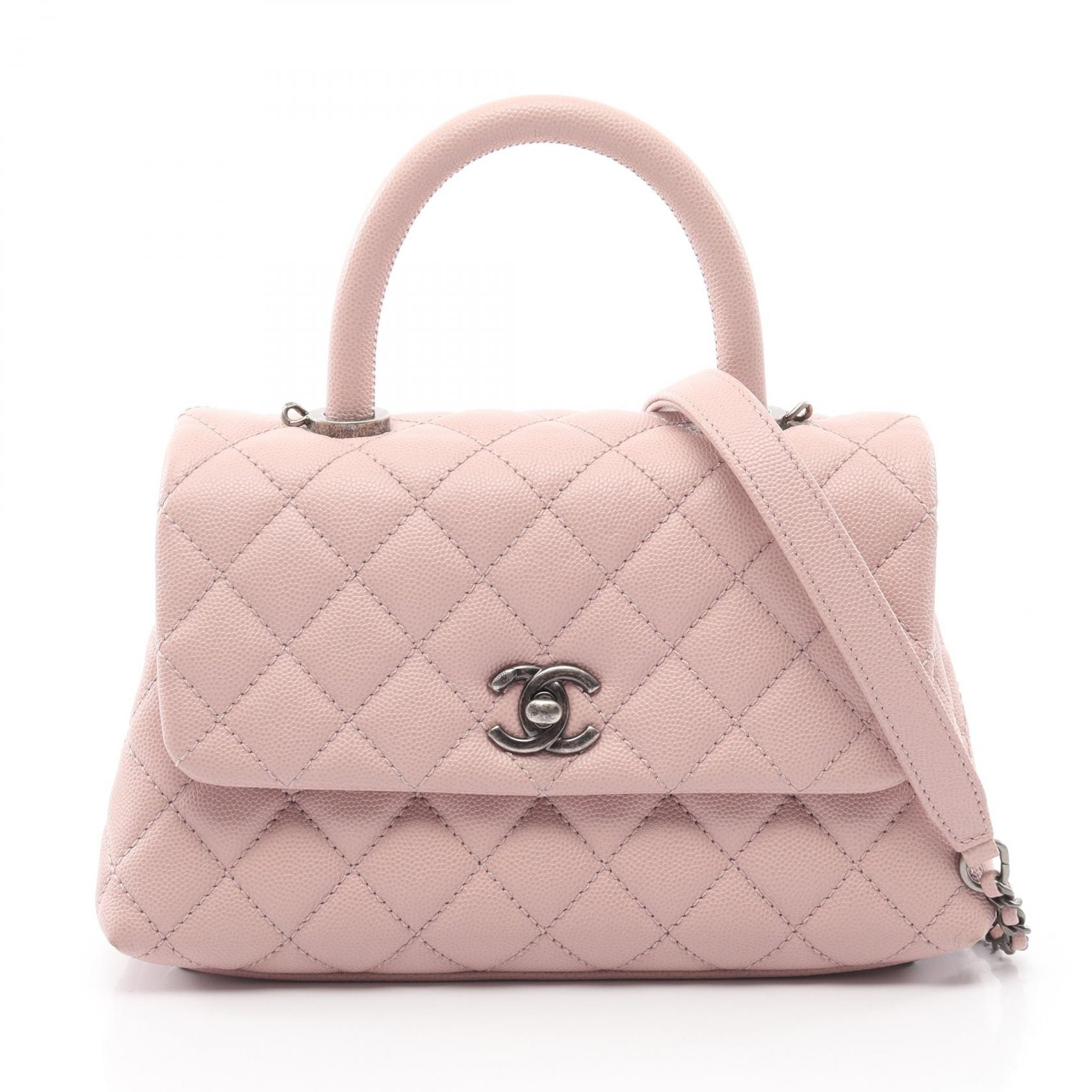 シャネル CHANEL ココハンドル フラップ マトラッセ アンティークシルバー金具 2WAY ハンドバッグ バッグ キャビアスキン(グレインドカーフ) レディース ピンク系 A92990 【中古】