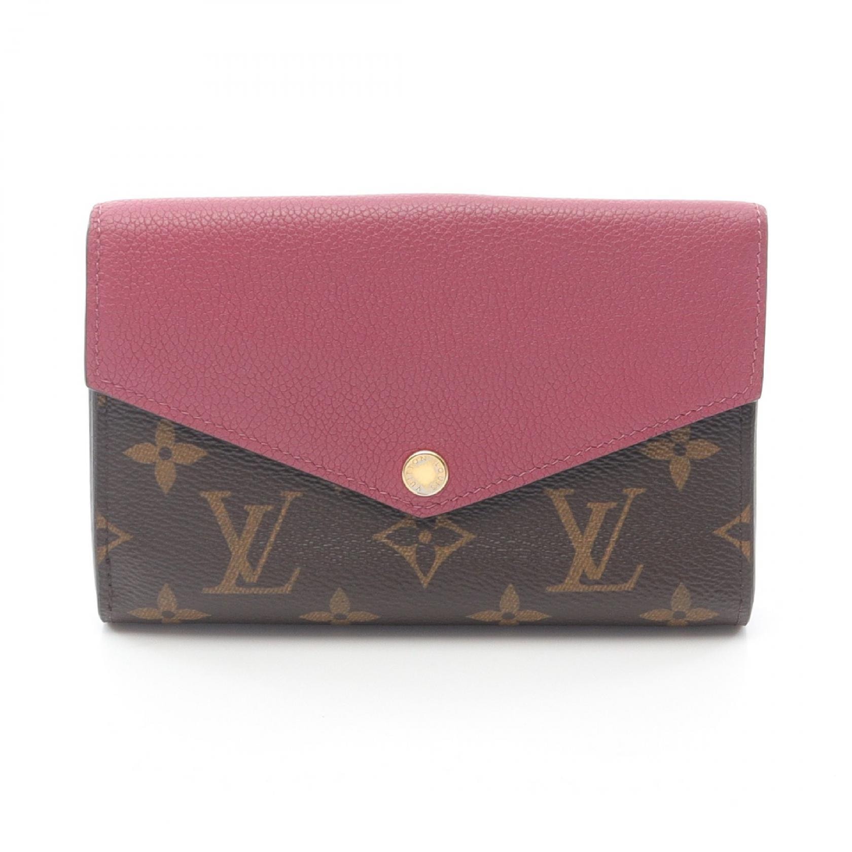 ルイ・ヴィトン LOUIS VUITTON ポルトフォイユ パラス コンパクト 二つ折り財布 財布 レザー PVC モノグラム レディース ブラウン系 / ピンク系 / グレープ M56243 【中古】