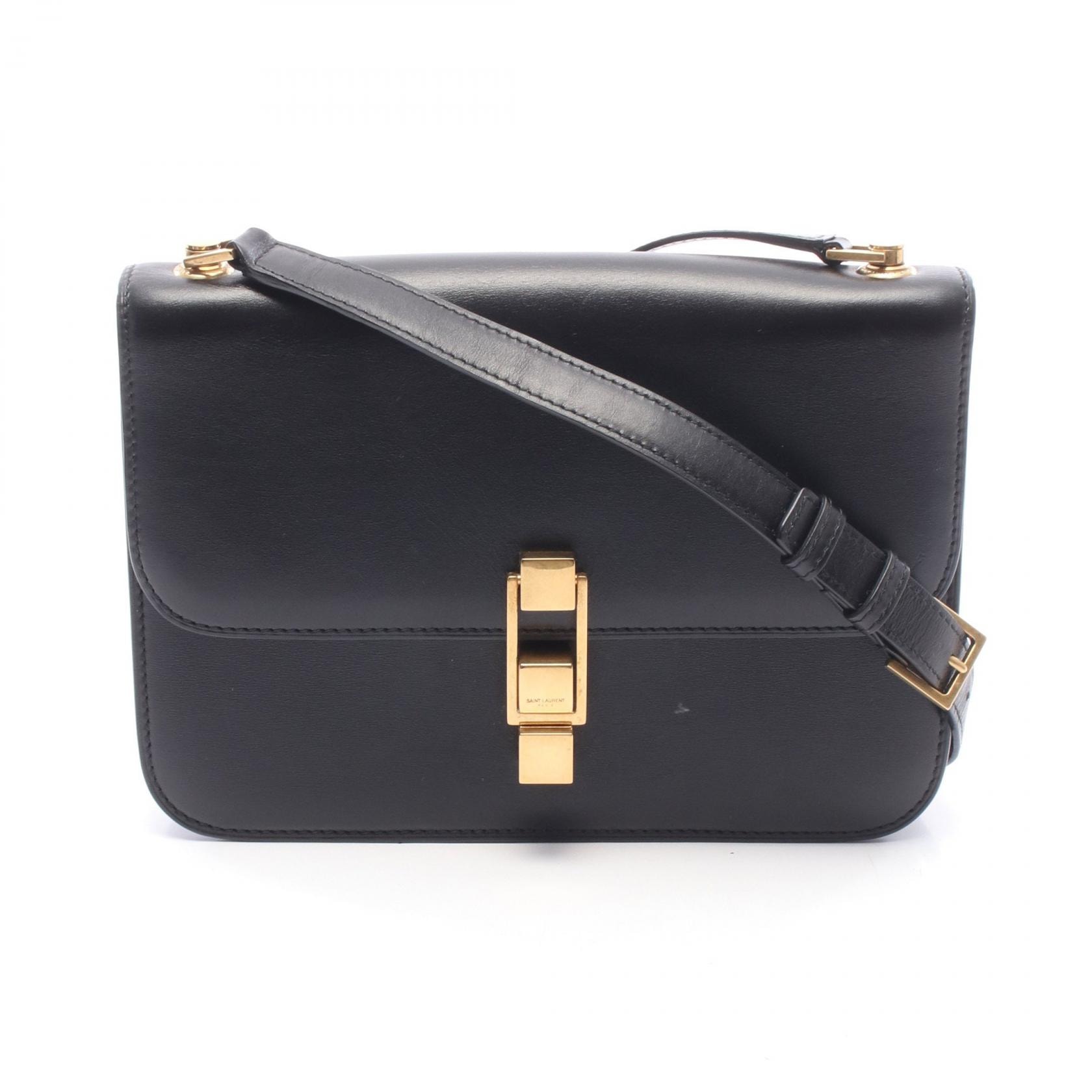 サンローランパリ SAINT LAURENT PARIS カレ サッチェル ショルダーバッグ バッグ レザー レディース ブラック系 633214 【中古】