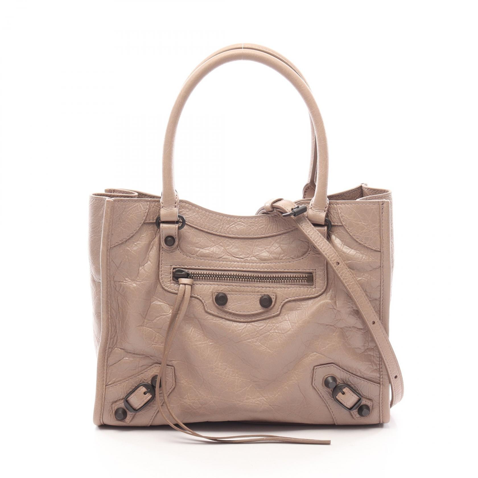 バレンシアガ BALENCIAGA ル シティ ミニ 2WAY ハンドバッグ バッグ レザー レディース ベージュ系 852608 【中古】
