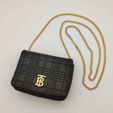 BURBERRY バーバリー マイクロキルティング ラムスキン ローラバッグ