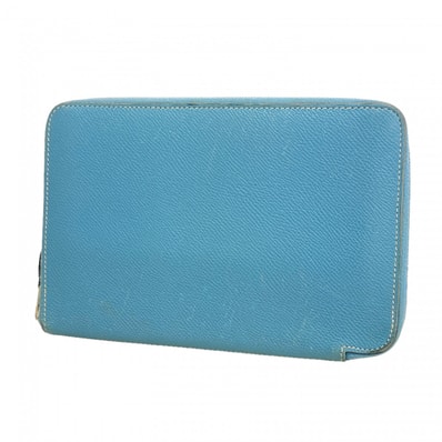 ★SALE【6fc4598】エルメス 長財布 アザップコンバイン ヴォーエプソン ブルージーン シルバー金具 □K刻印【中古】メンズ レディース ユニセックス