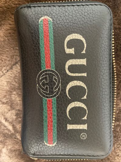 GUCCI Vintage Logo Print Coin Case "Black"