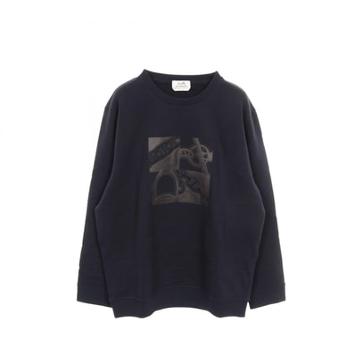 エルメス HERMES Metallerie au Carre スウェット 衣料品 トップス コットン メンズ ネイビー系 / ブラウン系 【中古】