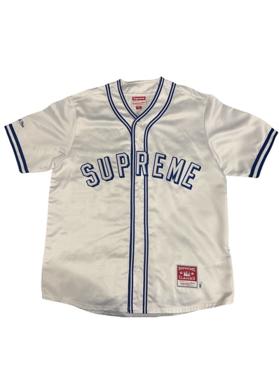 Supreme / Mitchell & Ness Satin Baseball Jersey "White"