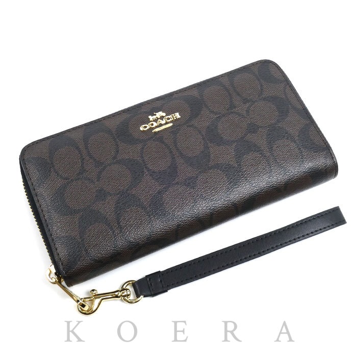 COACH コーチ ロング ジップ アラウンド ウォレット 長財布 ラウンドファスナー ブラウン C4452 IMAA8 レディース【中古】【美品】