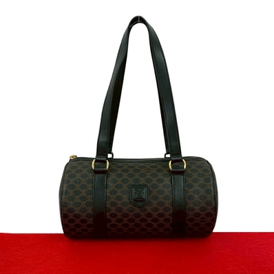 CELINE セリーヌ マカダム ブラゾン トリオンフ 柄 レザー PVC ハンドバッグ ブラック
733-5