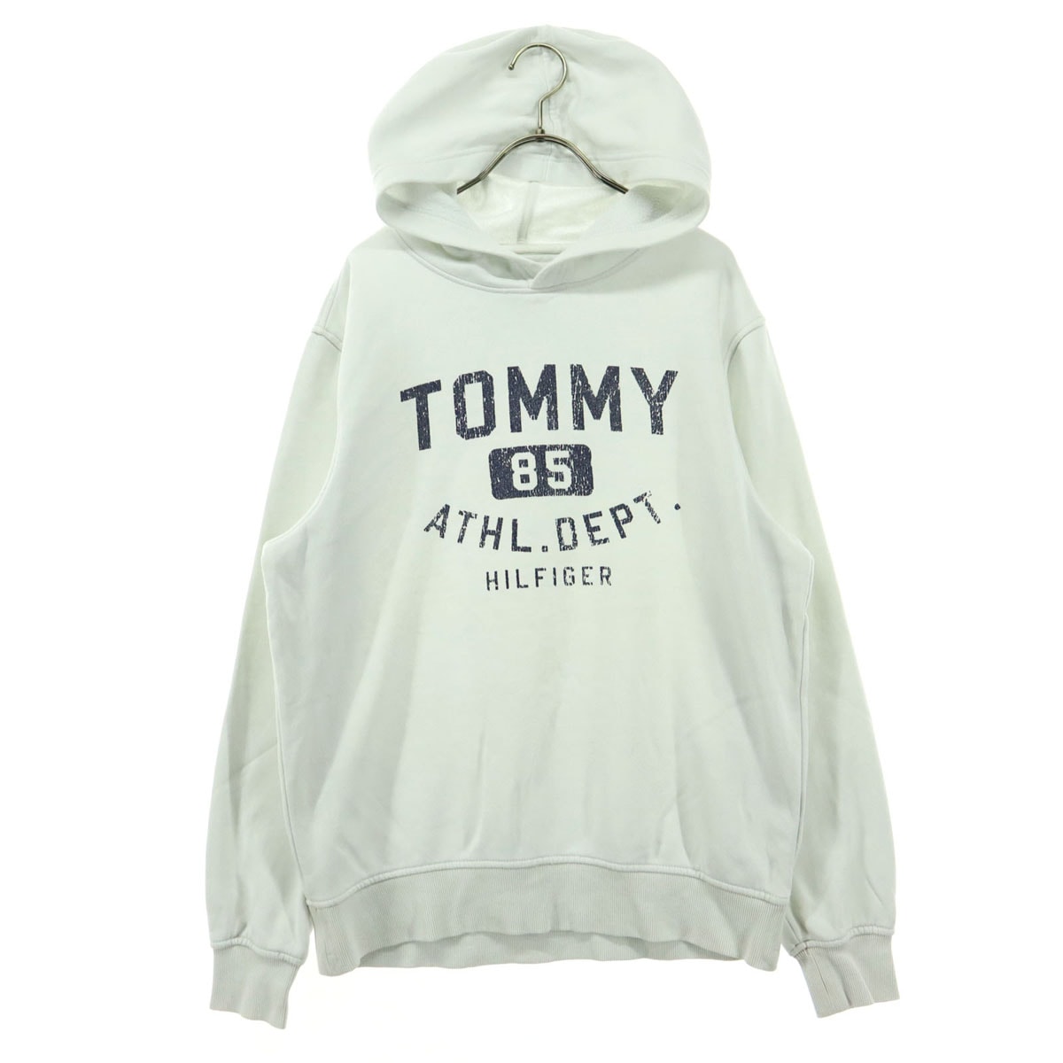 TOMMY HILFIGER トミーヒルフィガー 裏起毛 プリント 長袖 パーカー M ホワイト