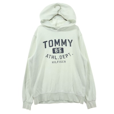 TOMMY HILFIGER トミーヒルフィガー 裏起毛 プリント 長袖 パーカー M ホワイト